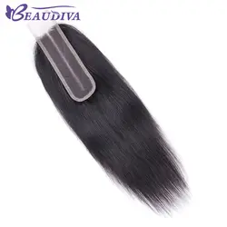 Beaudiva человеческие волосы закрытие бразильские прямые закрытия 2x6 кружева закрытия 100% человеческих волос отбеленные узлы с ребенком волос