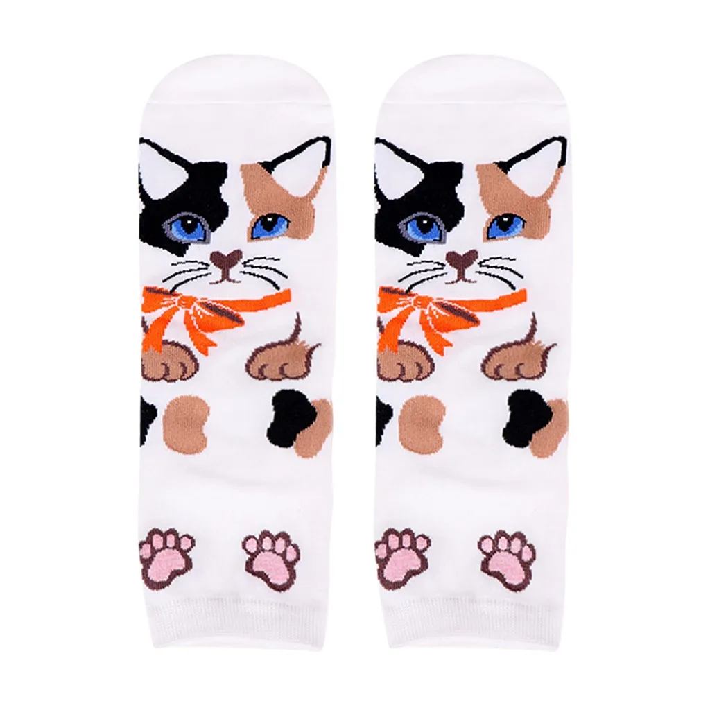 2019 Новый женский мужские хлопковые носки животное кошка Арт анимационный персонаж анти-грязный анти-скольжение милый подарок платье носки