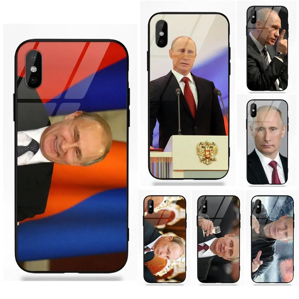 

Vvcqod Russia Putin For Apple iPhone 5 5C 5S SE 6 6S 7 8 Plus X XS Max XR Silicone TPU Frame Tempered Glass Phone Covers Case