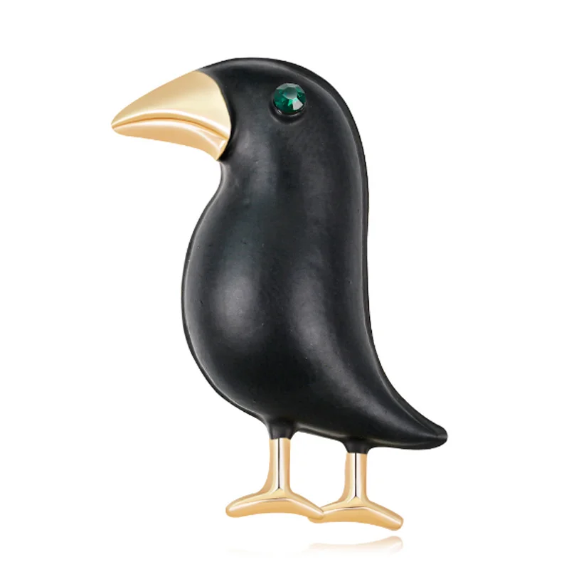

New Black Crow Brooch Women Men Unique Animal Bird Enamel Brooches for Scarf Buckle Hat Metal Collar Dress Lapel Pin Jewelry