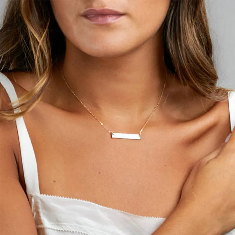 

Custom Name Bar Necklaces Pendants Silver Initial Bar Necklace Women Personalized Graduation Jewelry Best Friend Gift