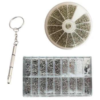 

600/1000Pcs Screws +1PCS Multi Screwdriver Stainless Steel Screws Electronics Nut For Watch Eye Glasses Clock Repair Tool