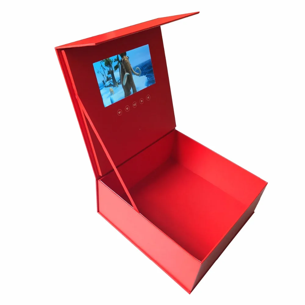 hardcover box video Brochure 7inch 2-4GB memory Universal Video Greeting Card HD watching booklet box for Advertising business