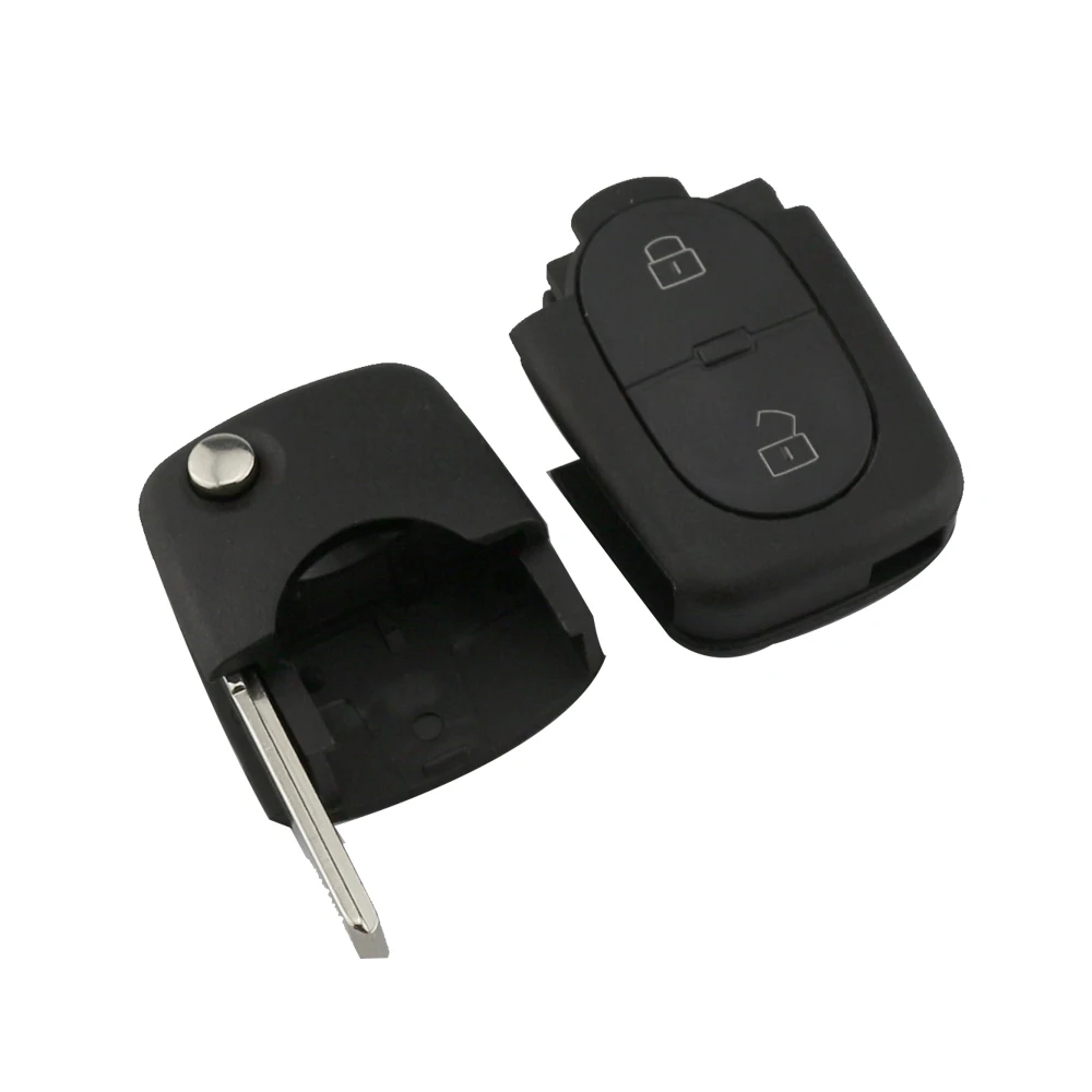 Keyforkesscustodia a 2 pulsanti per telecomando con chiave a conchiglia per Audi TT A2 A4 A6 A8 TT Quattro portachiavi pieghevole CR1620/CR2032 -