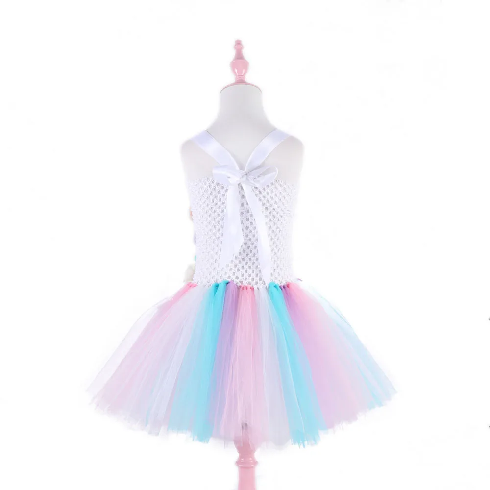 Пастельная Радуга, платье-пачка с единорогом, платье с цветочным рисунком для девочек, детское праздничное платье на день рождения, костюм принцессы на Хэллоуин с единорогом
