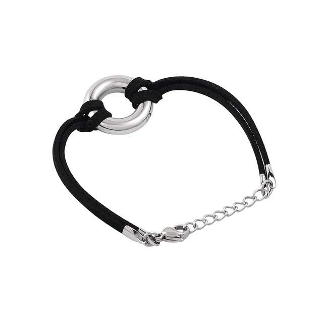 Ijb5103 Black Rope Bracelet Stainless Steel Circle Cremation Urn Ijb5103 Black Rope Bracelet Stainless Steel Circle Cremation Urn Charm Pendant Funeral Jewelry Human Ash
