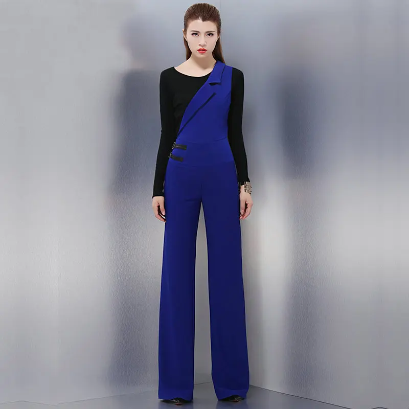 Women's Blue asymmetrical jumpsuits navy blue sleeveless jumpsuit