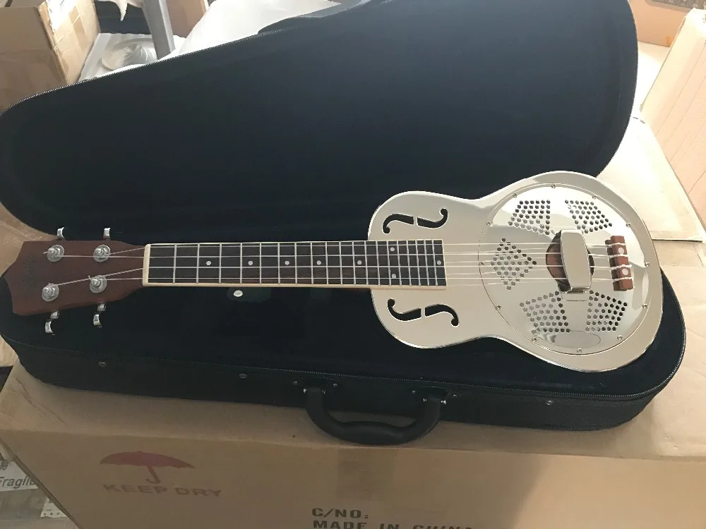 Aiersi бренд 24 дюймов концертный хромированный колокольчик латунный резонатор Гавайские гитары укулеле Бесплатный чехол BSU003