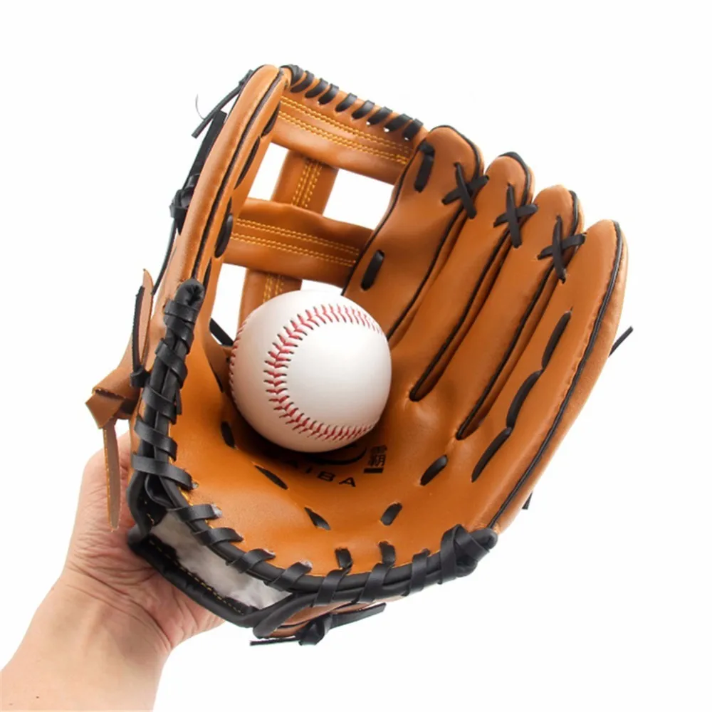 ПВХ кожа коричневый бейсбольная перчатка 10," /11,5"/12," софтбол Спорт на открытом воздухе команда левосторонняя бейсбольная тренировка оборудование