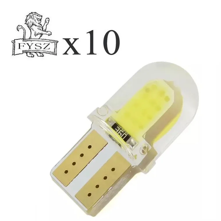 

10 pcs LED W5W T10 194 168 W5W COB SMD Led Parking Bulb Auto Wedge Clearance Lamp CANBUS Silica Bright White License Light Bulbs