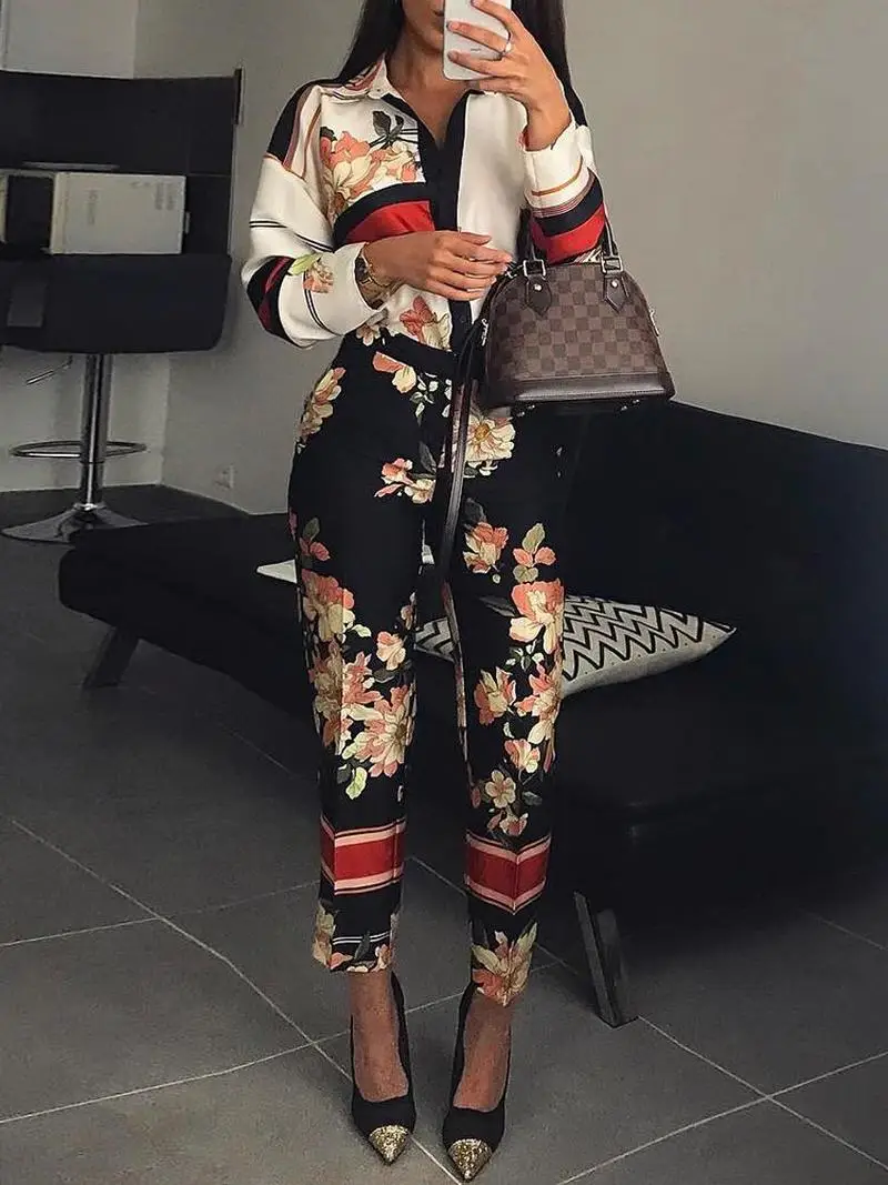 

2019 Spring Floral Sexy Jumpsuits for Women Long Sleeve Jumpsuit Casual Overalls Romper Women Monos De Mujer