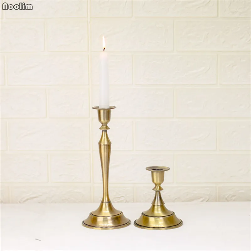 

Simple Metal Candle Holder Bronze Candelabra Wedding Romantic Candle Stand Candlestick Home Christmas Party Desktop Decoration