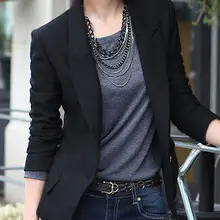 Женский приталенный короткий Блейзер на одной пуговице, пиджак, пальто, высокое качество, длинный рукав, черная накидка для женщин