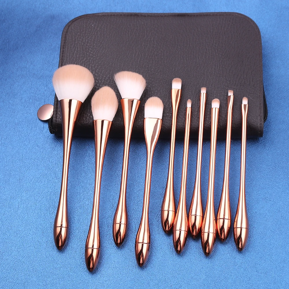 

Makeup Brushes Set 10pcs/set Rose Gold Thin Waistline Cosmetic Foundation Powder Blush Lip Brush Beauty Tool Pinceaux With Bag