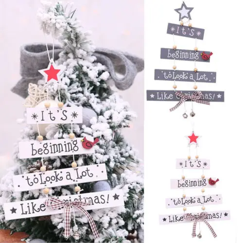 

Wooden Christmas Snowflakes Tree Decorations Craft Hanging Bauble Tree Shapes