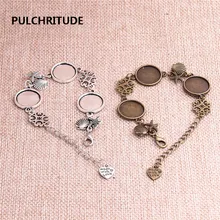 Pulchritude 3 шт./лот металлической цепью кабошон База Fit круглый 16 мм Диаметр ручной работы В виде Ракушки Морская звезда очарование цветок Разъем браслет c1198