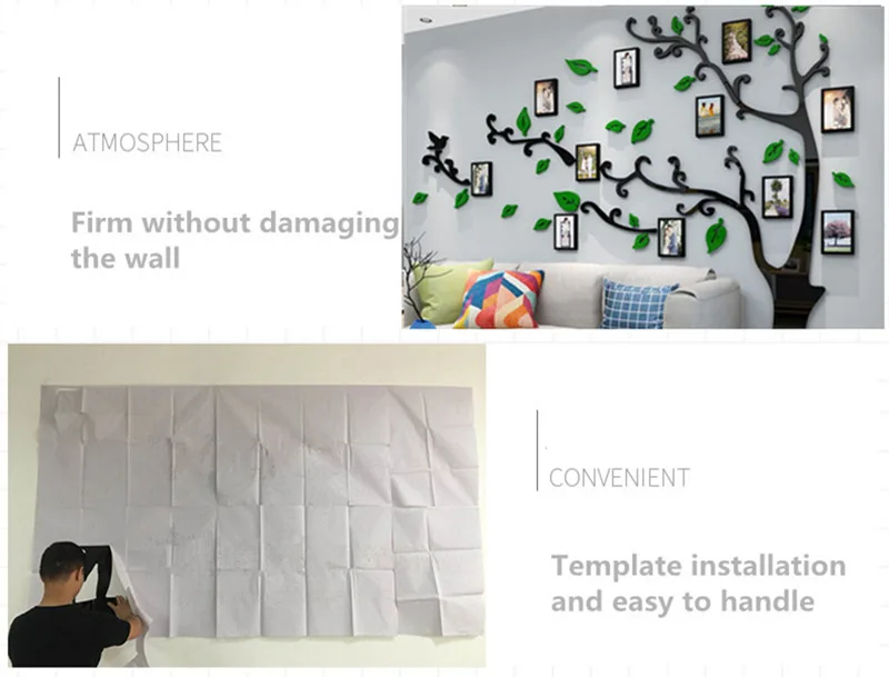 Креативное фото украшение стены DIY дерево стикер стены Искусство ТВ диван фон стены плакат 5 размеров семейная наклейка на стену s фоторамка