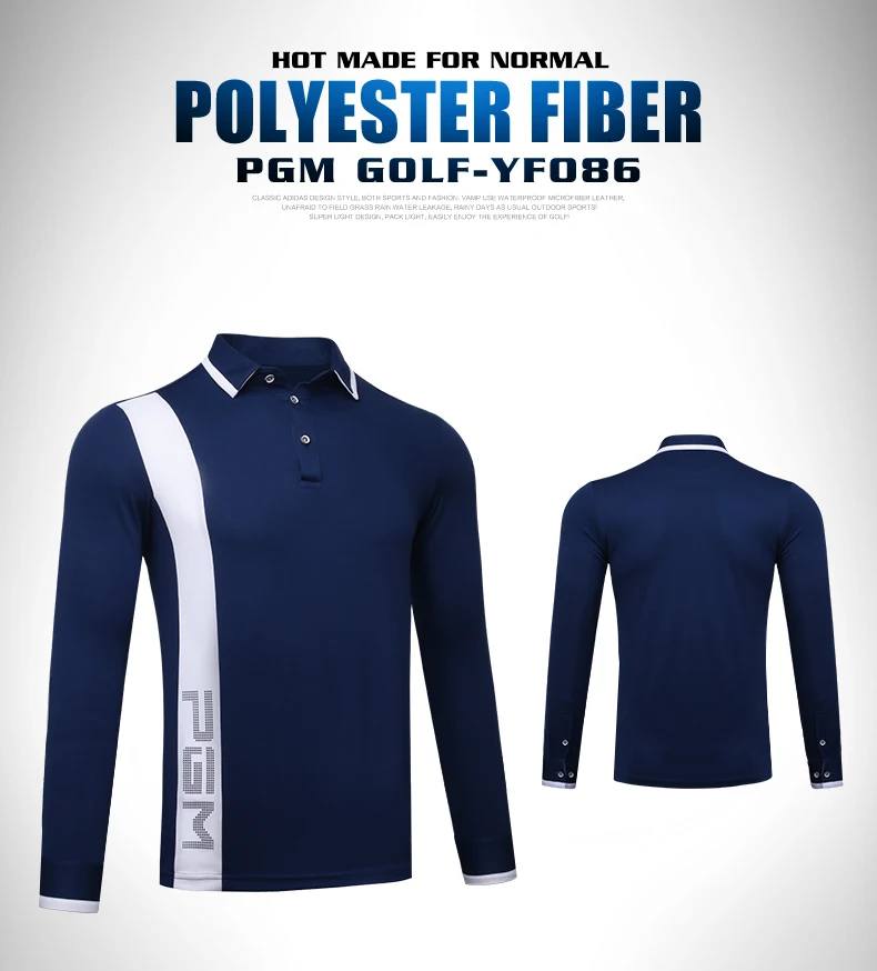 PGM Golf Спортивная Осенняя футболка поло с длинными рукавами для гольфа мужская Спортивная дышащая эластичная быстросохнущая футболка для гольфа с воротником