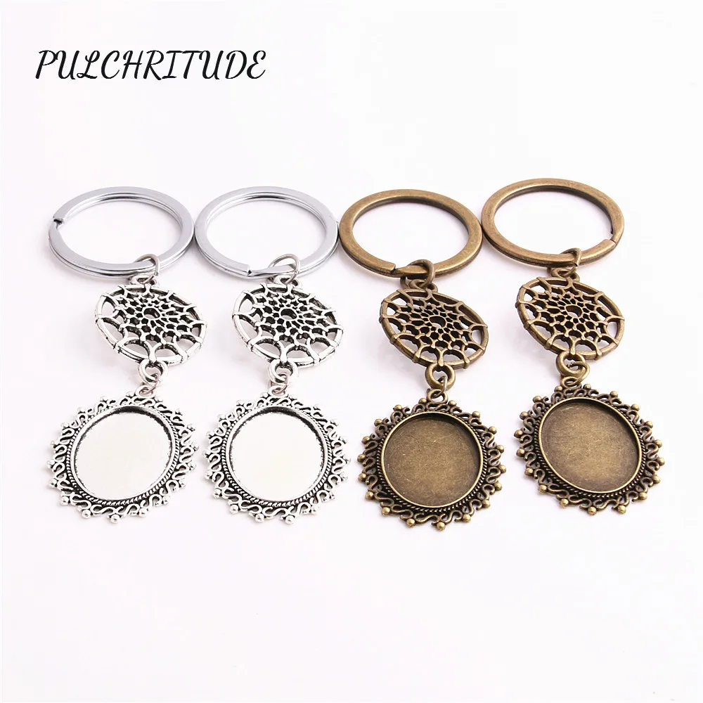 

PULCHRITUDE Metal Alloy Two Colors 3pcs Diy Key Chain Spider Web Letter Charm Fit oval 18*25mm Cabochon Diy Jewelry Make C1655