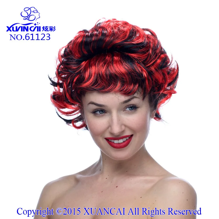synthetic free shipping cheap synthetic hair fashion costume black red short curly party wigs for halloween - Red Wigs For Halloween synthetic free shipping cheap synthetic hair fashion costume black red short curly party wigs for halloween - Red Wigs For Halloween