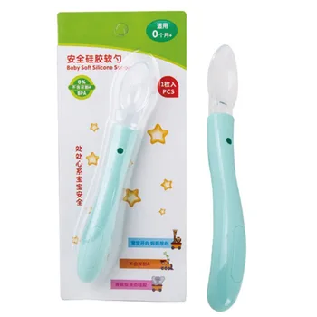 

Infant Baby Soft Silicone Feeding Spoon Baby Spoon Safety Tableware Infant Learning Spoons