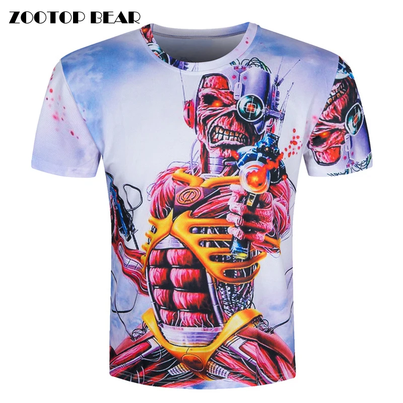 Skull 3D T shirt Print Short Sleeve 2016 Hip Hop T shirt Rock Top Character Funny