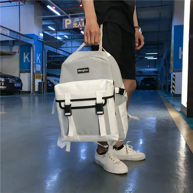 MENGHUO Fashion Black Women Backpack Canvas Men School Backpacks for Teenagers Girls Casual Large Capacity Korean Bags Mochilas (45)