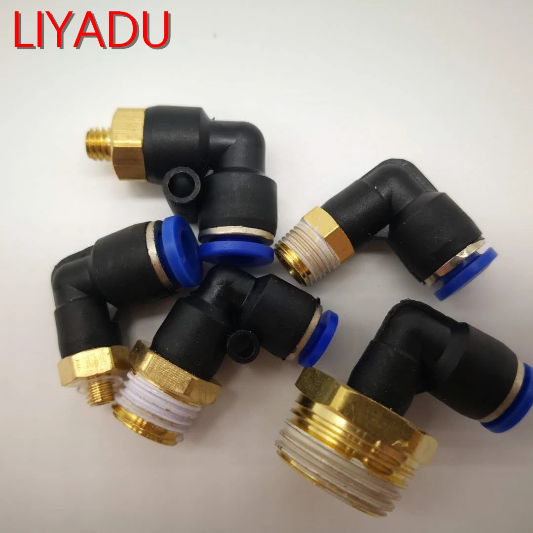 10pcs Pneumatic connector L Shape PL OD 6mm Hose Tube -3/8 1/2 BSPT Thread Air Elbow quick coupling Fitting | Обустройство дома