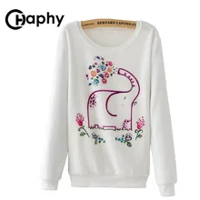 Hoodies Elephant Print 2017 Autumn Winter Women Fashion Warm Hoodie Casual Flower Flannel Hoodies Pullover Tracksuits Sweatshirt