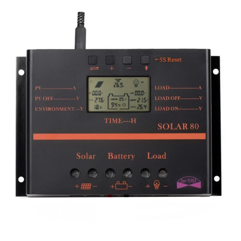 

80A 12V-24V LCD Solar Charge Controller With USB Fit Solar Battery Panel Regulator Discharge APJ
