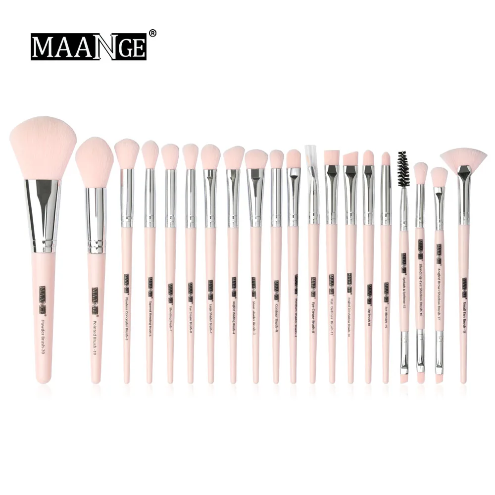 

MAANGE 20Pcs Pink Makeup Brushes Set Foundation Powder Blush Eyeshadow Concealer Lip Eye Make Up Brush Cosmetics Beauty Tools