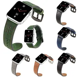 Дышащие отверстия ремень из натуральной кожи для 38/40 мм 42/44 мм Apple Watch ремешок для iWatch серии 1 2 3 4 пояса