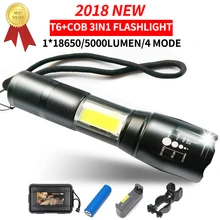 

New 10W Cree T6 Rechargeable Led Cob Work Light Flashlight Pocket Hand Tactical 18650 Super Bright Strong Torch Hunting Lamp