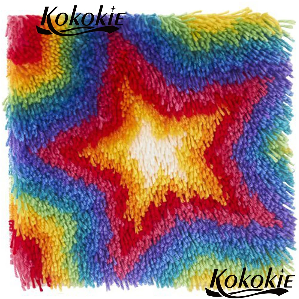 Latch hook rug making kit cushion embroidery material for handicraft cross stitch Crocheting Rug Yarn Patchwork Pillowcase | Дом и сад