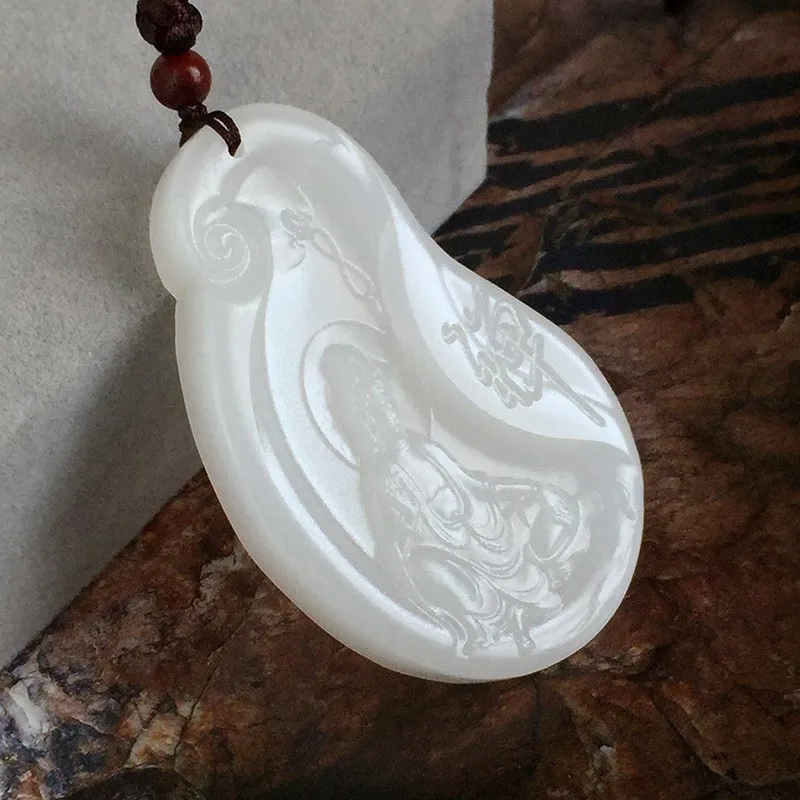 Koraba изысканные ювелирные изделия из натурального белого нефрита Kuan-yin Kannon статуя