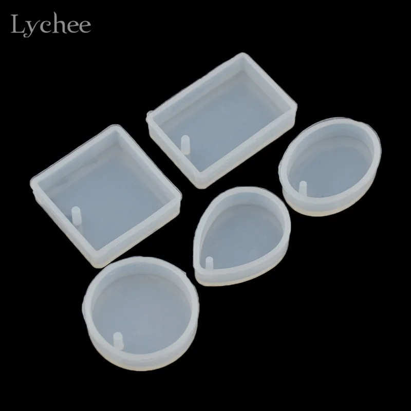 Lychee 5pcs/set DIY Silicone Geometric Pendant Mold Mould For Epoxy Resin Jewelry Making Handmade Craft