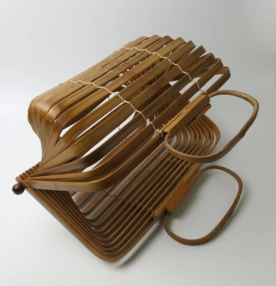 Уникальная бамбуковая корзина бамбуковая сумка полый пляжная сумка дамская сумочка складная сумка/вращающийся осевой дизайн A4525