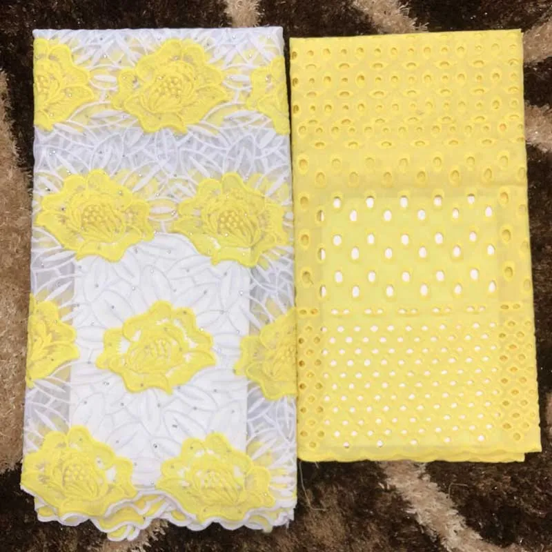 

Milk Silk Matching African Print Fabric Telas Por Metro 100% Cotton 3 Yards Punch 2.5 Yards Lace Rich Getzner High Quality