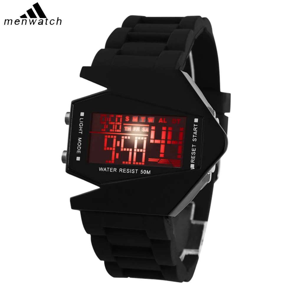 Luxury Top Brand Men Sport Wristwatch Creative Waterproof Fashion LED Digital Watch Repeater Alarm Colorful LCD Aircraft Shape | Наручные