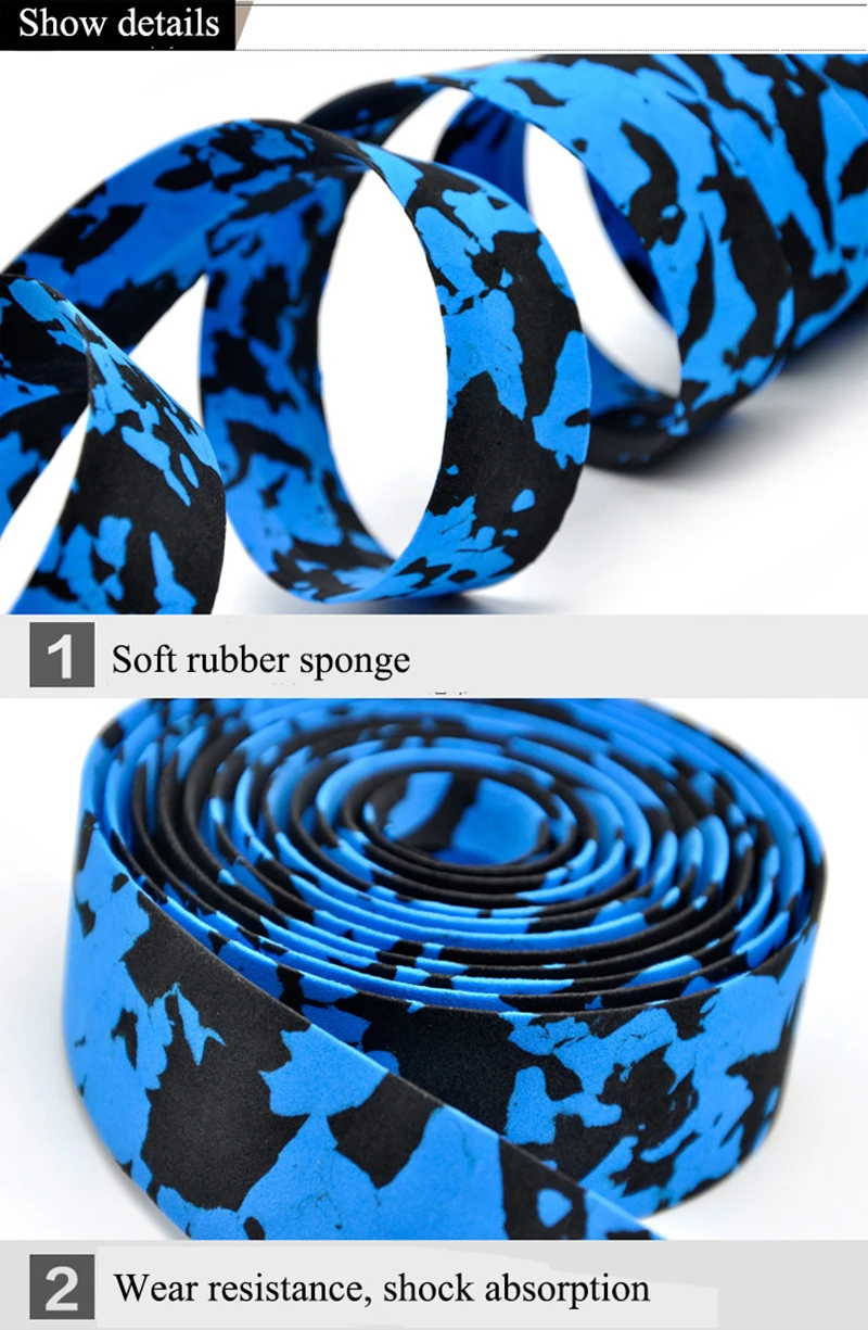 Road Bike Bicycle Handlebar tape Camouflage Cycling Handle Belt Cork Wrap with Bar Plugs (1)