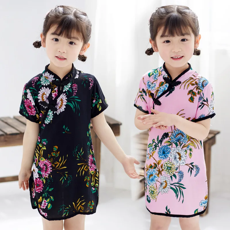 

PRYDYC Kids Baby Dress Girl Princess Wedding Chinese Qipao Floral Flower Cheongsam Dress Soft Silk Blend Slim Dresses Clothes