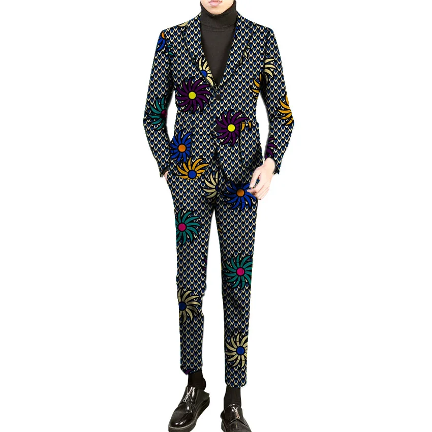 Новые поступления Африканский принт костюмы мужские Анкара модная мужская брючный костюм в деловом стиле мужской блейзер с брюк комплект