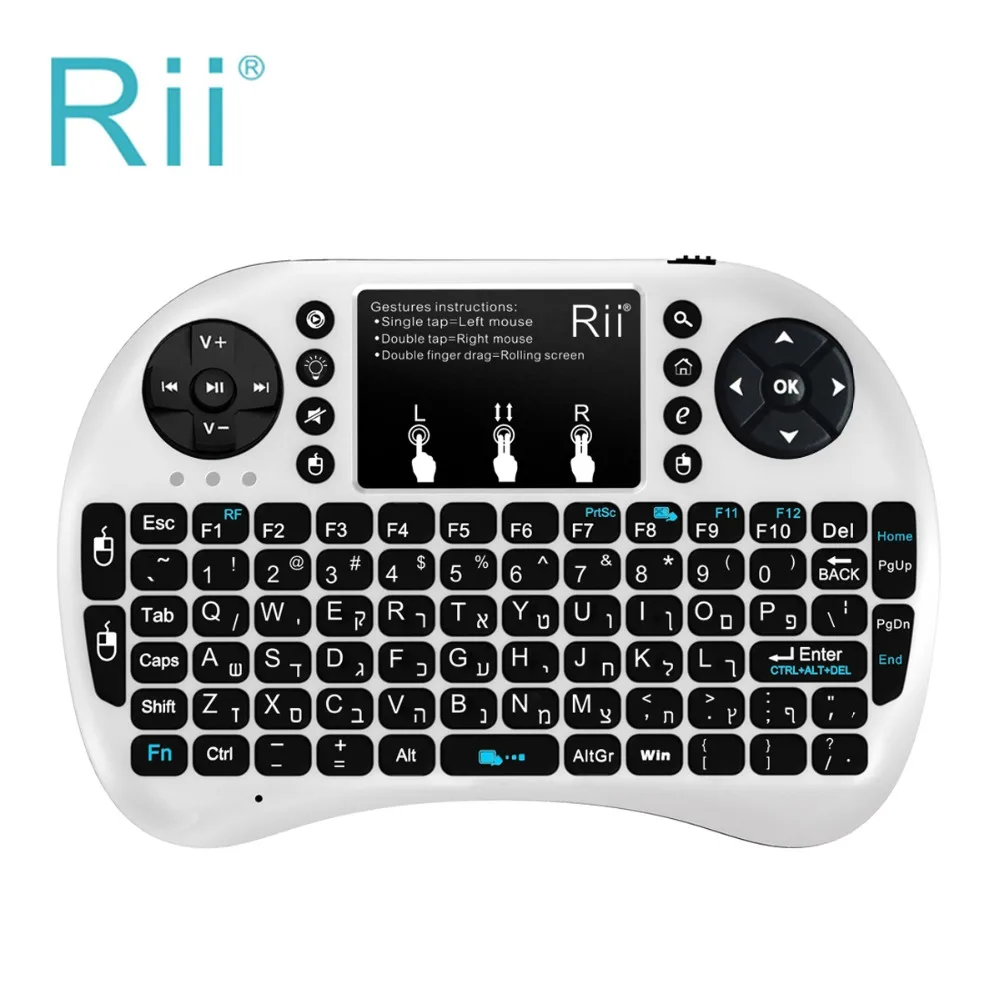 Новый 2016 мини Беспроводной Клавиатура 2.4 ГГц Rii i8 + Иврит Английский Тачпад мышь с