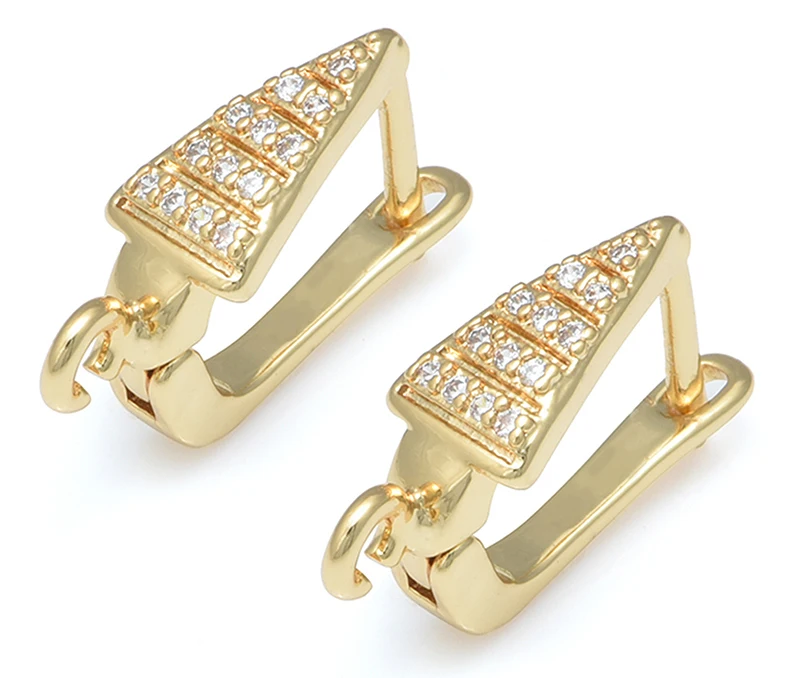 4 цвета треугольные серьги крючки для изготовления ювелирных изделий кубический цирконий CZ золото; серебро; сережки Застежки DIY женские украшения подарок