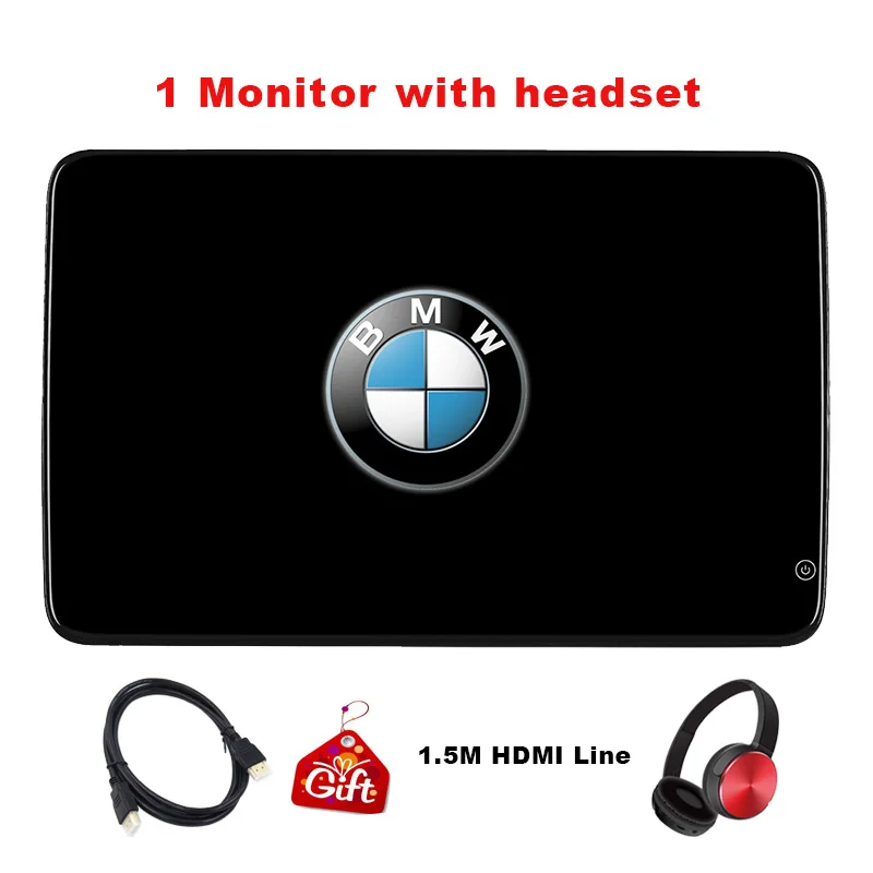 Автомобильный монитор Android 7,1 ТВ подголовник 12,5 дюймов HD 1080P 2.5D ультра-тонкий сенсорный экран DVD плеер WI-FI/Bluetooth/USB/SD/HDMI/FM MP5 - Цвет: 1 monitor 1 headset