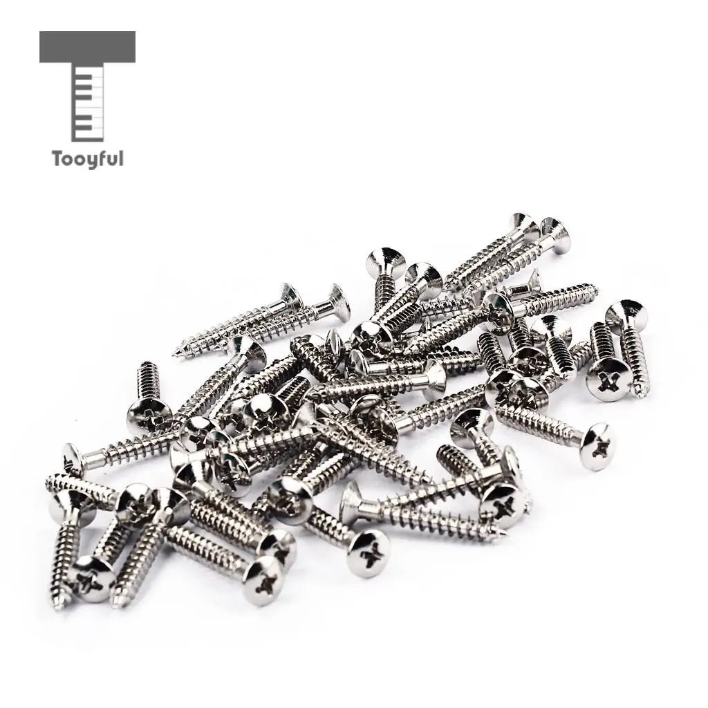 Tooyful 50 Pack Nickel Tremolo Bridge Mounting Screws fo TL Style Guitar Telecaster Tremolo Bridge Screws Parts 3.5x25mm