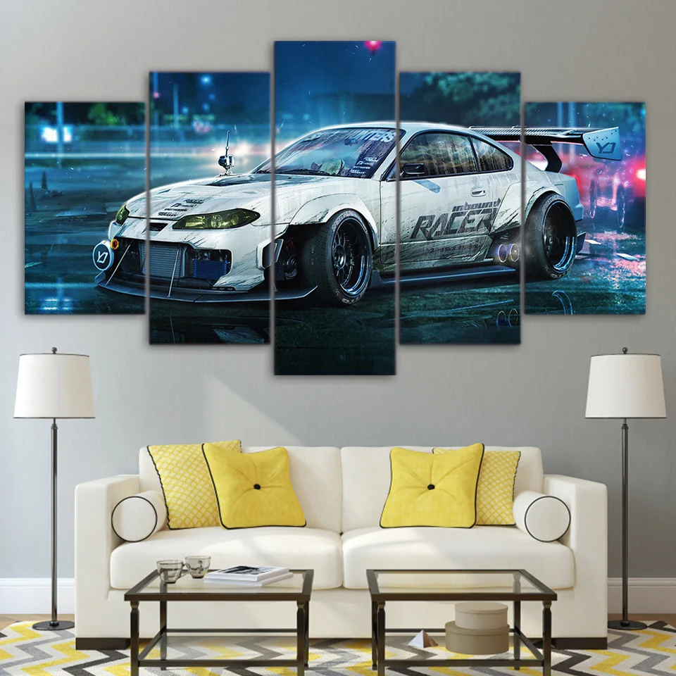 

HD Printed Modular Pictures Canvas Abstract Painting For Living Room Home Wall Art Decor 5 Pieces Racer Sports Car Poster PENGDA