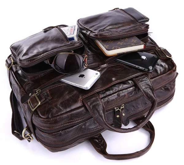 Винтажный кожаный портфель Crazy Horse Мужская мягкая натуральная кожа 15 дюймов для ноутбука деловая сумка кожаная сумка через плечо