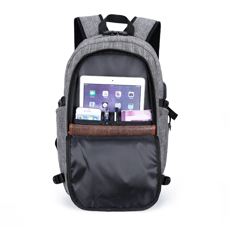 LUKATU Men USB Charging Backpack Anti Theft Password Locks Bag With Headphone Plug Business Travel Bag|backpack with|charging backpackmen backpack |