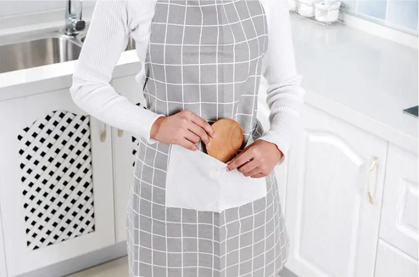 Модный женский и мужской Регулируемый хлопковый льняной высококачественный кухонный фартук для приготовления пищи, выпечки, ресторана, CF-131